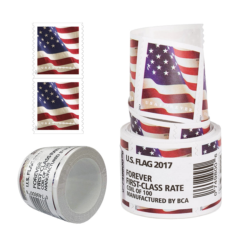 2017 US Flags First Class Forever Postage Stamps, Ideal for Stamp Collectors & Gifting