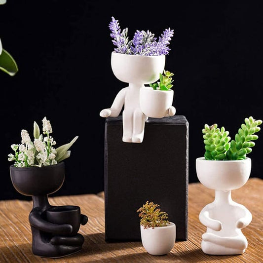 New Humanoid Ceramic Sitting Flower Pots